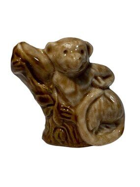 Vintage Wade Whimsies Monkey Figurine Ceramic Collectible 1.5" Tall Red Rose Tea